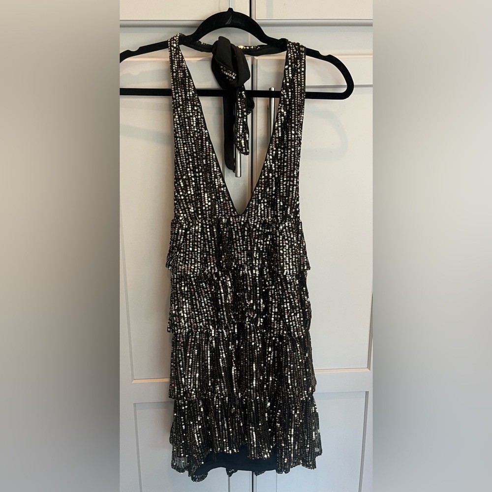 Black and Silver Sequin Dress